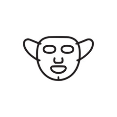 Illustration of a facial mask with eye, nose, and mouth cutouts on a plain white background