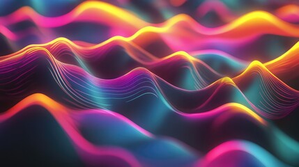 Abstract neon light waves creating vibrant glowing lines