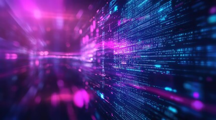 Data streams flowing through digital network cybernetic space