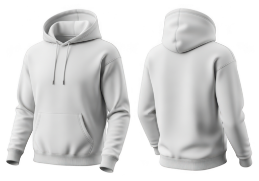 White hoodie mockup isolated on transparent background