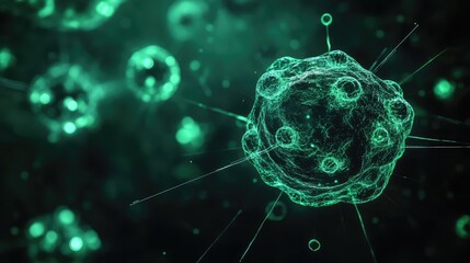Virus cells in a digital microscopic scientific environment