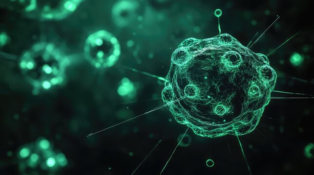 Virus cells in a digital microscopic scientific environment