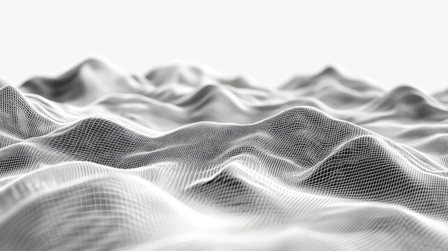Abstract digital landscape representing data network technology waves