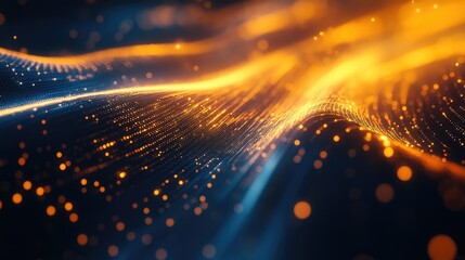 Abstract data particles flowing in technological wave