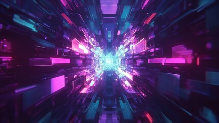 Futuristic data tunnel representing digital information flow