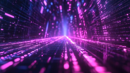 Digital data stream tunnel entering cyberspace