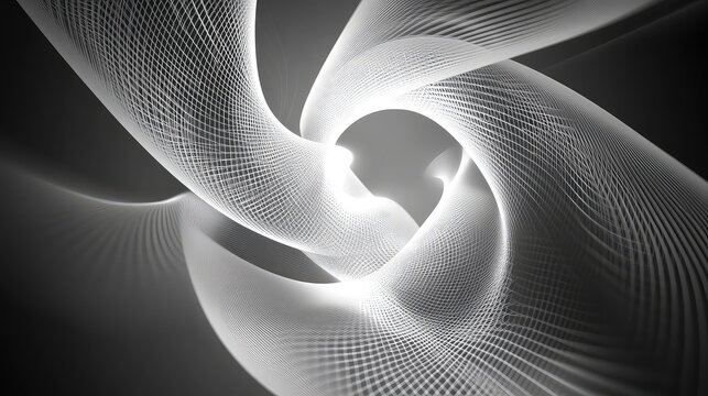 Abstract flowing white lines creating futuristic mesh vortex