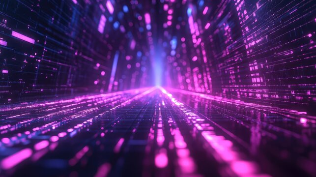 Digital data stream tunnel entering cyberspace