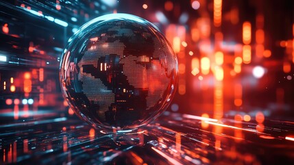 Digital globe displaying global network data connection