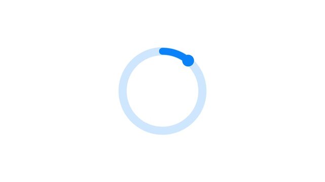 Simple loading circle with a blue segment and dot indicating progress