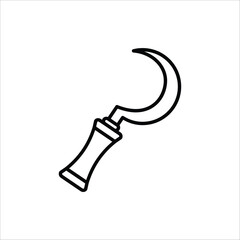 Sickle icon. Gardening equipment. Vector illustration for web design. Isolated on white background.