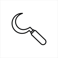 Sickle icon. Gardening equipment. Vector illustration for web design. Isolated on white background.