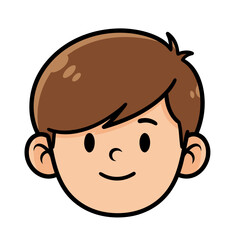 Adorable cartoon boy's smiling face illustration, a cheerful young character icon for children's designs and happy themes
