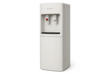 White water cooler dispenser for office hydration, providing hot and cold drinking water in a modern design