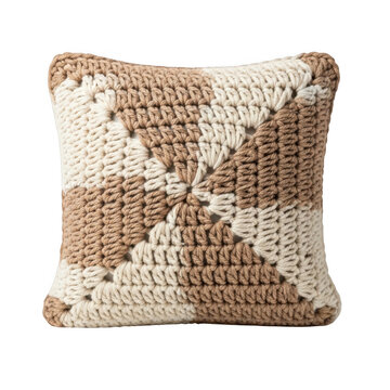 Crochet throw pillow with geometric pattern home decor item