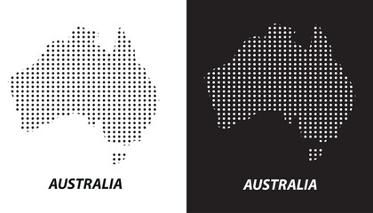 Australia Dotted Map, Halftone Style Modern Digital Outline of Australian Continent Vector EPS