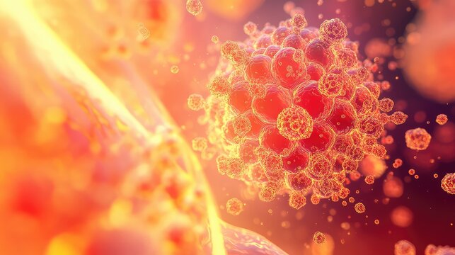 Virus attacking human cells and dna strand - Powered by Adobe