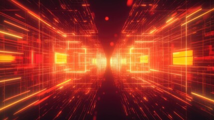 Digital data grid creating abstract technology tunnel