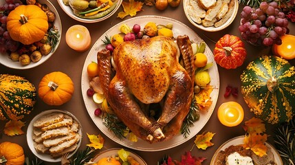 Simple brown background with rustic meal setup and soft fall tone lighting