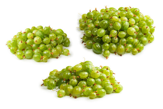 A group of gooseberries isolated on a white background.