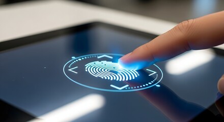 Fingerprint scan on a digital screen for secure access and authentication.