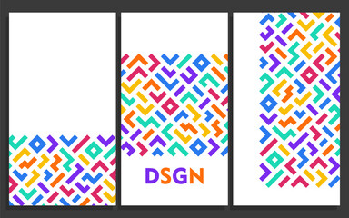 A collection of modern vertical banners with a bright seamless geometric pattern for a vibrant design concept