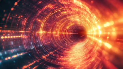 Digital data sending through a futuristic wormhole tunnel