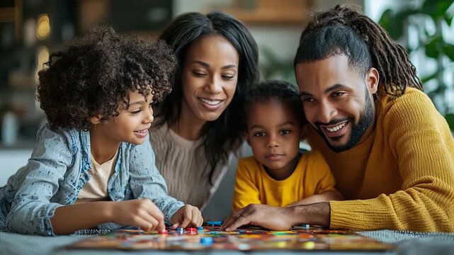 happy family playing board games video