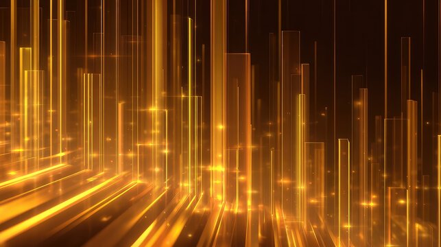 Golden abstract lines creating futuristic city skyline background