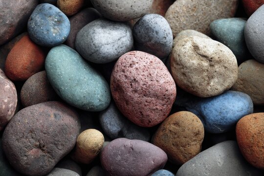A collection of colorful rocks with a variety of shades and sizes
