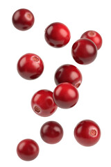 Obraz premium Red berries falling isolated on a transparent background