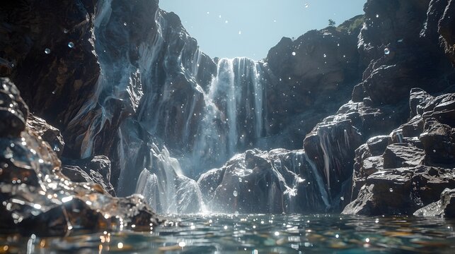 waterfall in the mountains