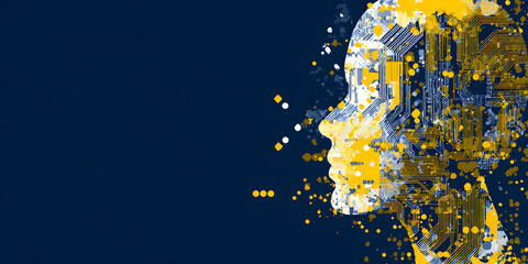 Artificial intelligence brain circuits design for the future of technology, digital connection, machine learning, data analysis and neural network innovation.