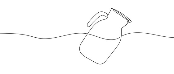 Obraz premium A pitcher pouring water, one continuous line. Dynamic single line draw design vector illustration Editable stroke.