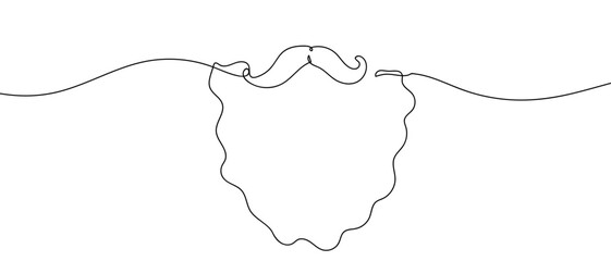 Santa Claus's white beard, one continuous line Dynamic single line draw design vector illustration Editable stroke.