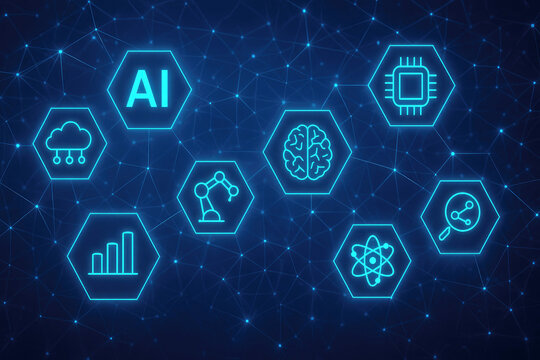 Digital Network of AI and Technology Icons artificial intelligence