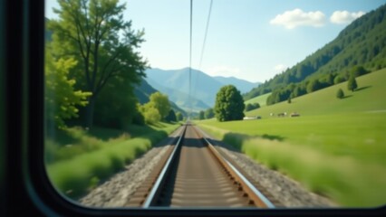 A view of a train track from inside a train or building, great for travel or transportation concepts