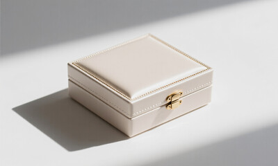 Elegant jewelry box mockup closed and centered sharp clean focus white background  Generative AI