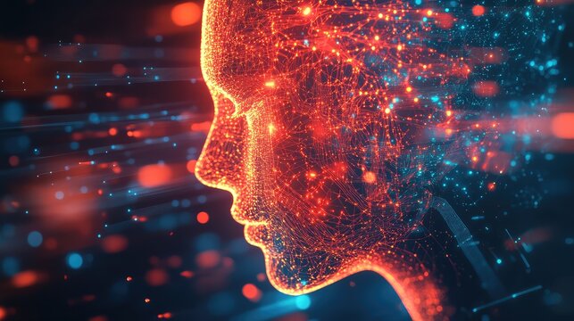 Artificial intelligence human head processing data network - Powered by Adobe