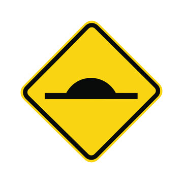 Yellow speed bump sign isolated on for traffic safety