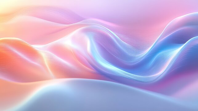 Abstract flowing wave lines with pastel gradient colors - Powered by Adobe