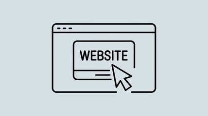 Simple vector illustration of a website icon with a cursor pointing towards the text
