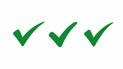 Three green check marks on a white background signifying approval and positive confirmation