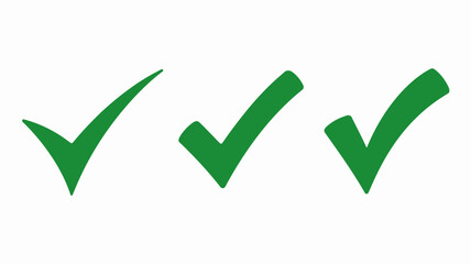 Three green check marks arranged on a white background, simple and clean graphic elements