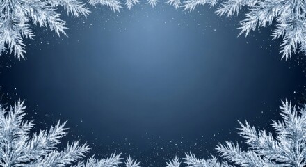 Winter background with frosty fir branches and snowflakes for christmas or new year design