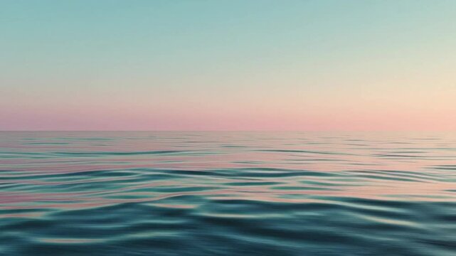 animate Minimalist shot of open ocean with clean horizon line and pastel sky gradient
