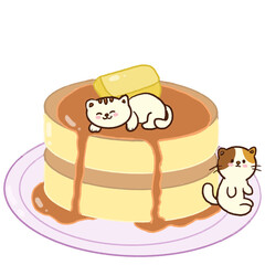 Kawaii Cat Sweet Dessert Clipart PNG Hand drawn 