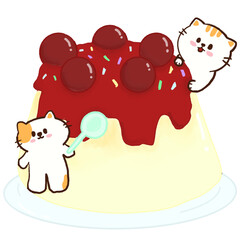 Kawaii Cat Sweet Dessert Clipart PNG Hand drawn 