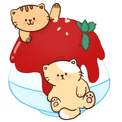 Kawaii Cat Sweet Dessert Clipart PNG Hand drawn 