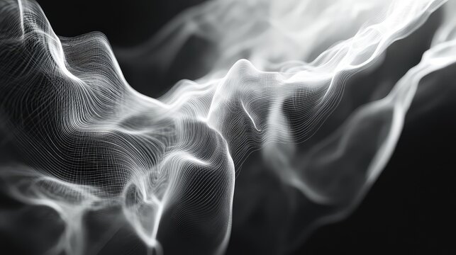 Digital wave lines creating abstract technology flow background